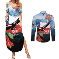 Chile Fiestas Patrias Couples Matching Summer Maxi Dress and Long Sleeve Button Shirt Andean Condor Andes Mountains - Wonder Print Shop