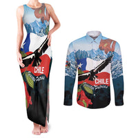 Chile Fiestas Patrias Couples Matching Tank Maxi Dress and Long Sleeve Button Shirt Andean Condor Andes Mountains - Wonder Print Shop