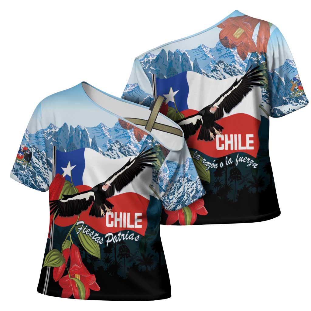 Chile Fiestas Patrias Cross Shoulder Shirt Andean Condor Andes Mountains - Wonder Print Shop