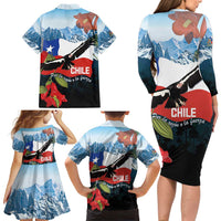 Chile Fiestas Patrias Family Matching Long Sleeve Bodycon Dress and Hawaiian Shirt Andean Condor Andes Mountains - Wonder Print Shop