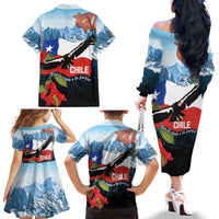 Chile Fiestas Patrias Family Matching Off The Shoulder Long Sleeve Dress and Hawaiian Shirt Andean Condor Andes Mountains - Wonder Print Shop