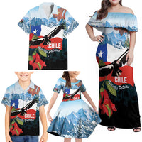 Chile Fiestas Patrias Family Matching Off Shoulder Maxi Dress and Hawaiian Shirt Andean Condor Andes Mountains - Wonder Print Shop