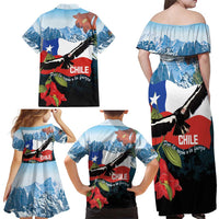 Chile Fiestas Patrias Family Matching Off Shoulder Maxi Dress and Hawaiian Shirt Andean Condor Andes Mountains - Wonder Print Shop