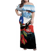 Chile Fiestas Patrias Family Matching Off Shoulder Maxi Dress and Hawaiian Shirt Andean Condor Andes Mountains - Wonder Print Shop