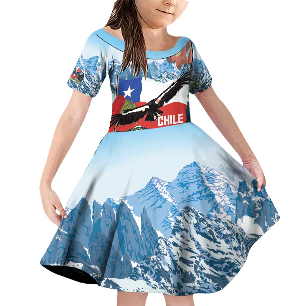 Chile Fiestas Patrias Family Matching Off Shoulder Short Dress and Hawaiian Shirt Andean Condor Andes Mountains - Wonder Print Shop