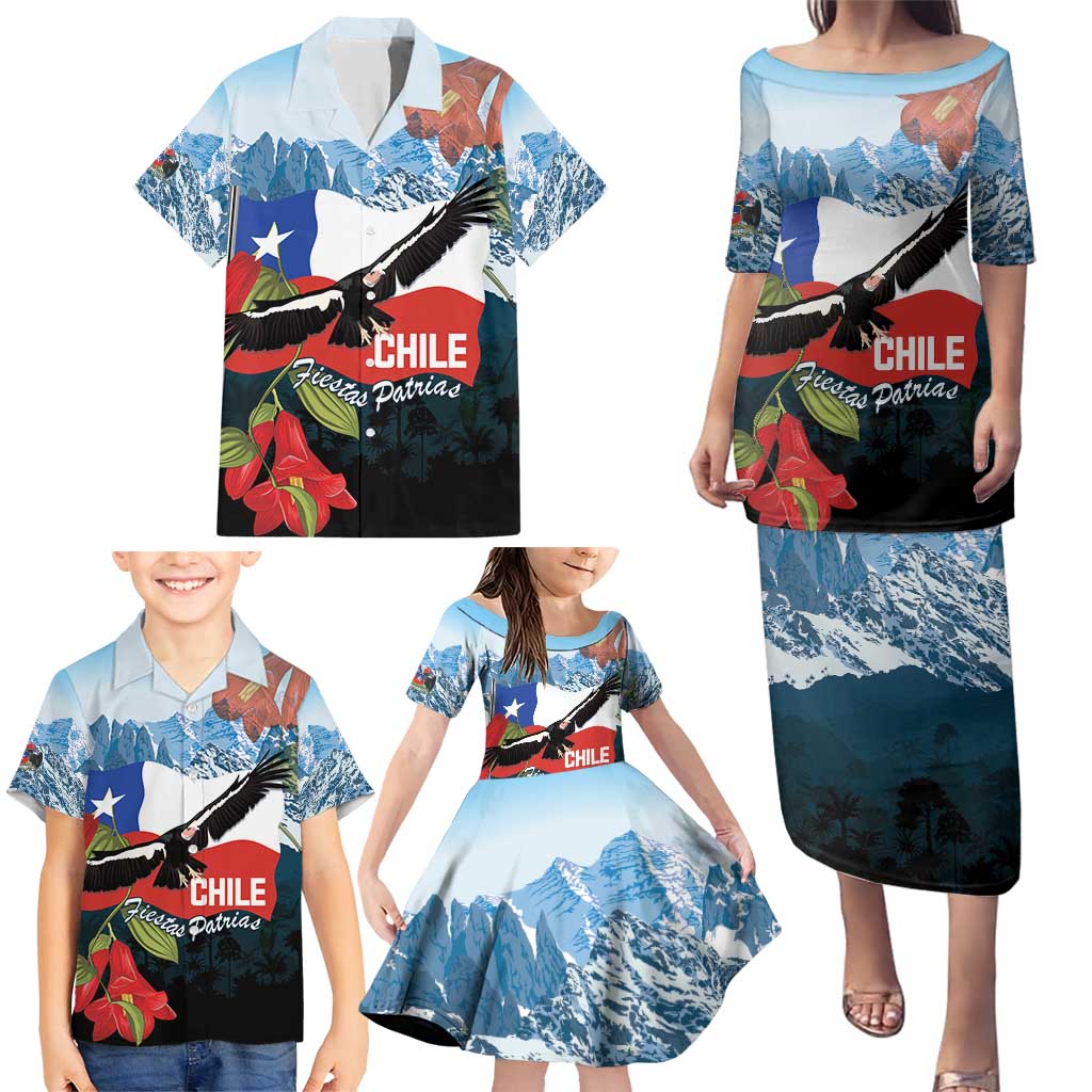 Chile Fiestas Patrias Family Matching Puletasi and Hawaiian Shirt Andean Condor Andes Mountains - Wonder Print Shop