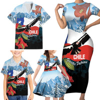 Chile Fiestas Patrias Family Matching Short Sleeve Bodycon Dress and Hawaiian Shirt Andean Condor Andes Mountains - Wonder Print Shop