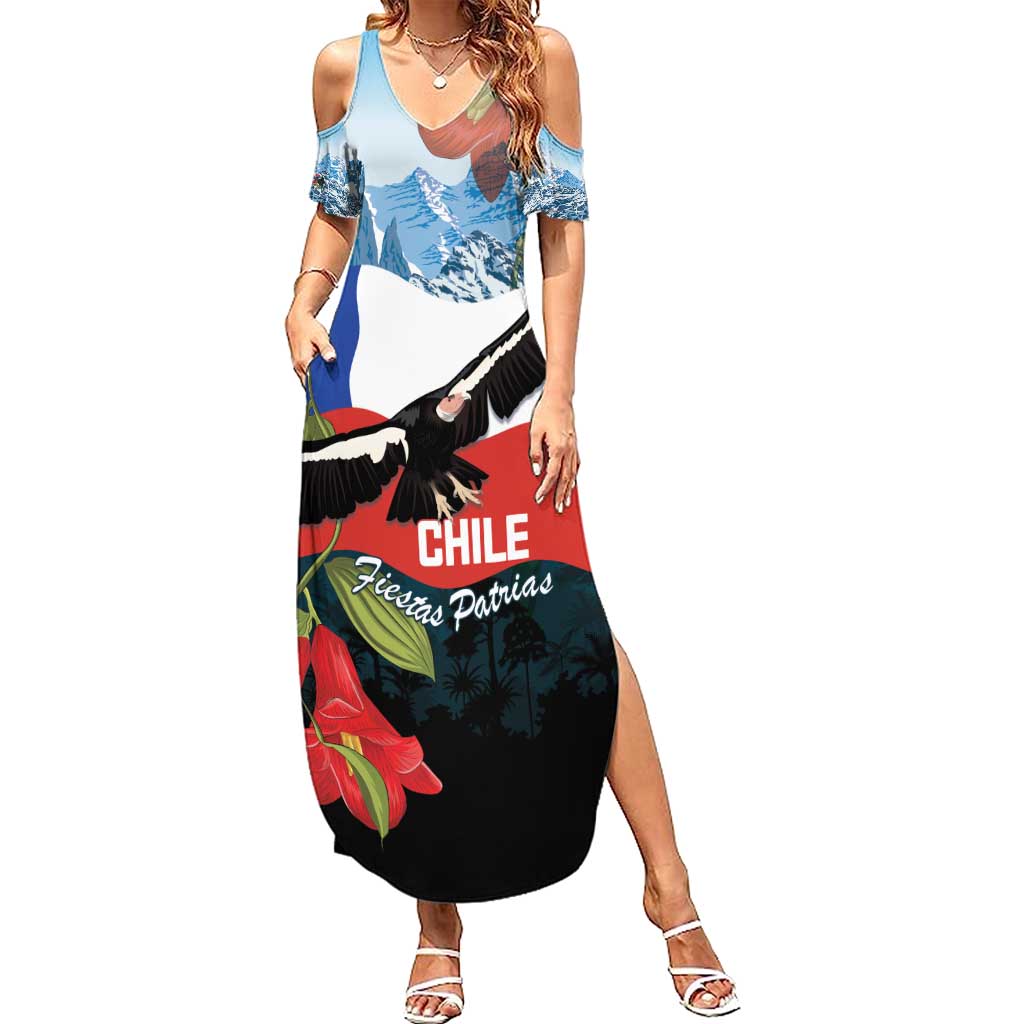 Chile Fiestas Patrias Family Matching Summer Maxi Dress and Hawaiian Shirt Andean Condor Andes Mountains - Wonder Print Shop