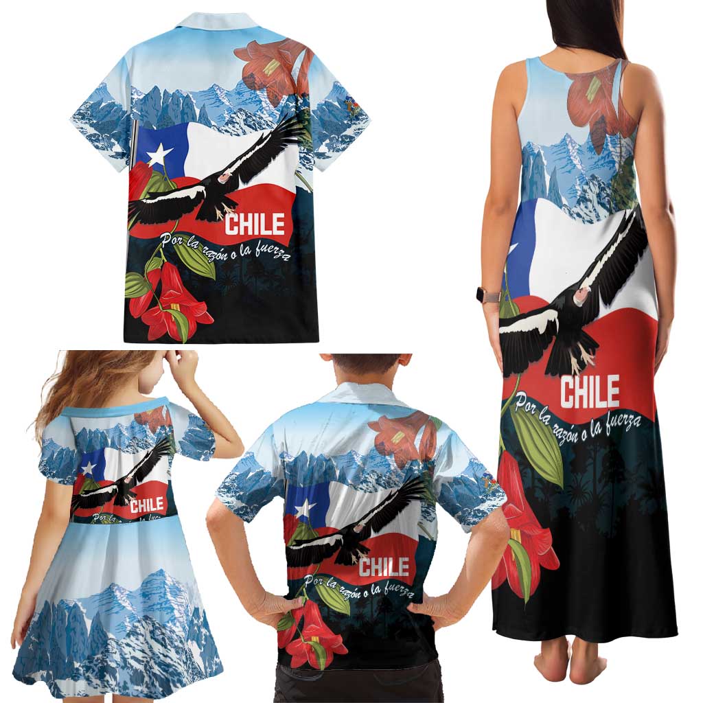 Chile Fiestas Patrias Family Matching Tank Maxi Dress and Hawaiian Shirt Andean Condor Andes Mountains - Wonder Print Shop