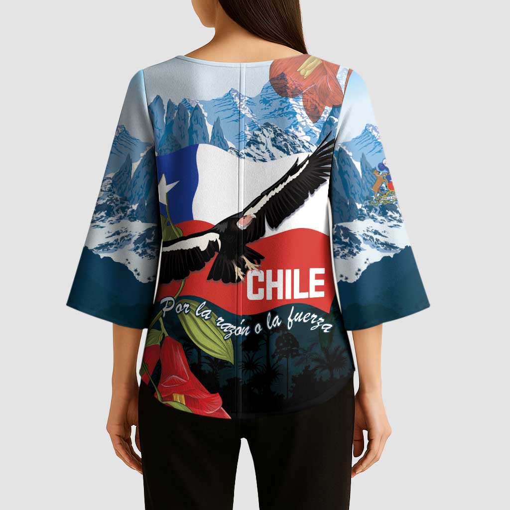 Chile Fiestas Patrias Kimono Sleeve Blouse Andean Condor Andes Mountains - Wonder Print Shop