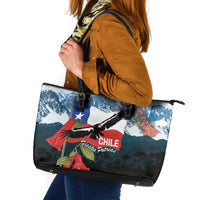 Chile Fiestas Patrias Leather Tote Bag Andean Condor Andes Mountains - Wonder Print Shop