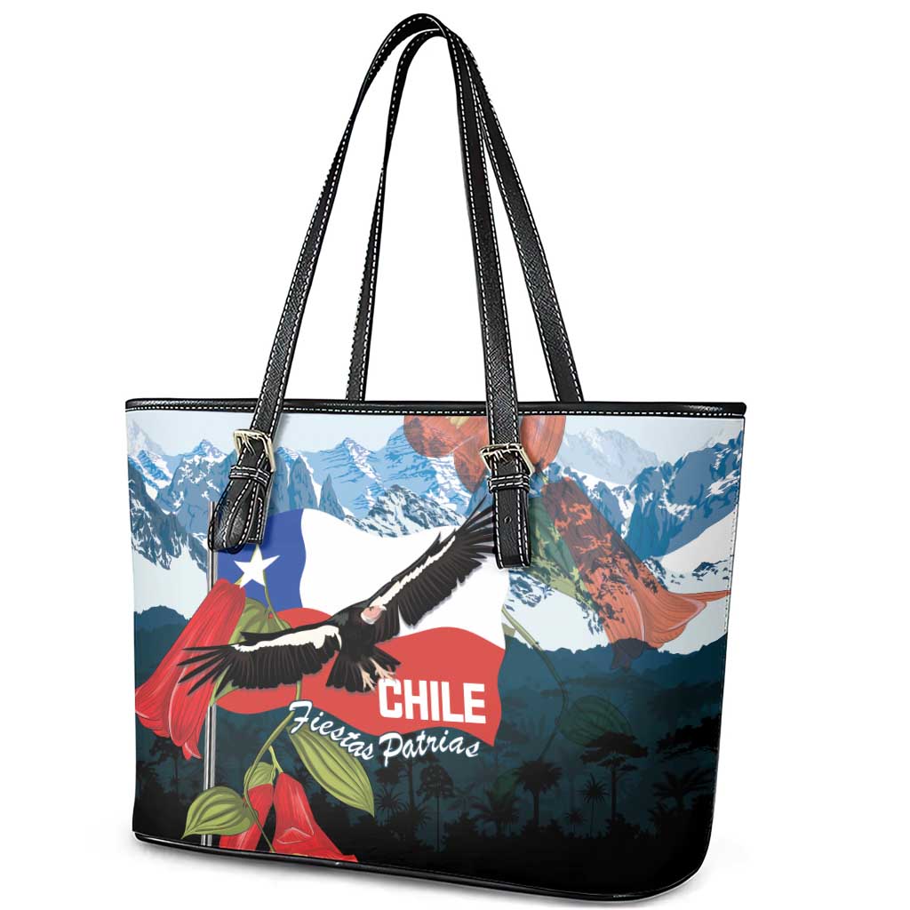Chile Fiestas Patrias Leather Tote Bag Andean Condor Andes Mountains - Wonder Print Shop