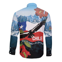 Chile Fiestas Patrias Long Sleeve Button Shirt Andean Condor Andes Mountains - Wonder Print Shop