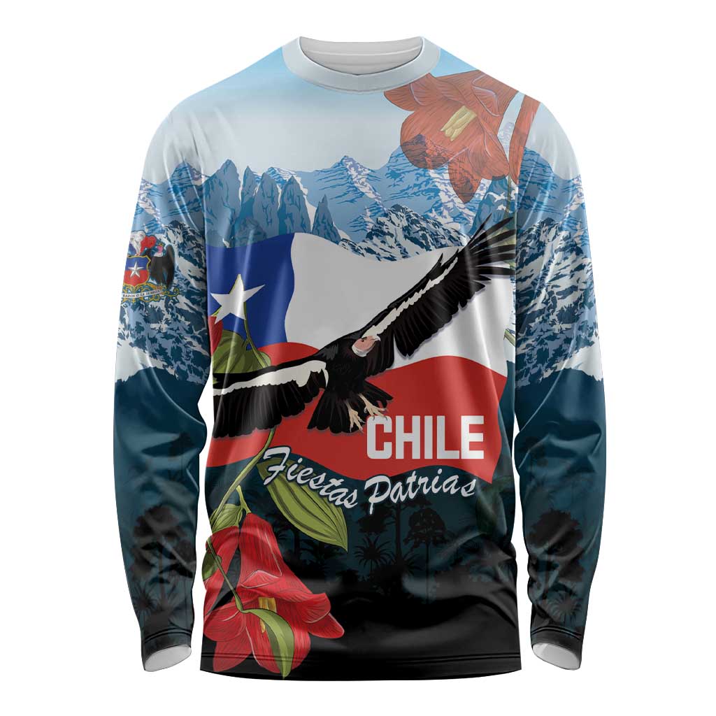Chile Fiestas Patrias Long Sleeve Shirt Andean Condor Andes Mountains - Wonder Print Shop