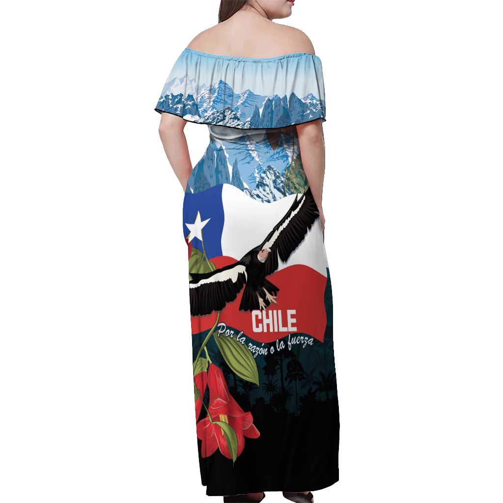 Chile Fiestas Patrias Off Shoulder Maxi Dress Andean Condor Andes Mountains - Wonder Print Shop