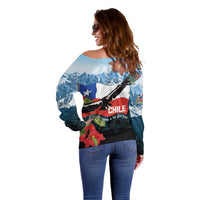 Chile Fiestas Patrias Off Shoulder Sweater Andean Condor Andes Mountains - Wonder Print Shop