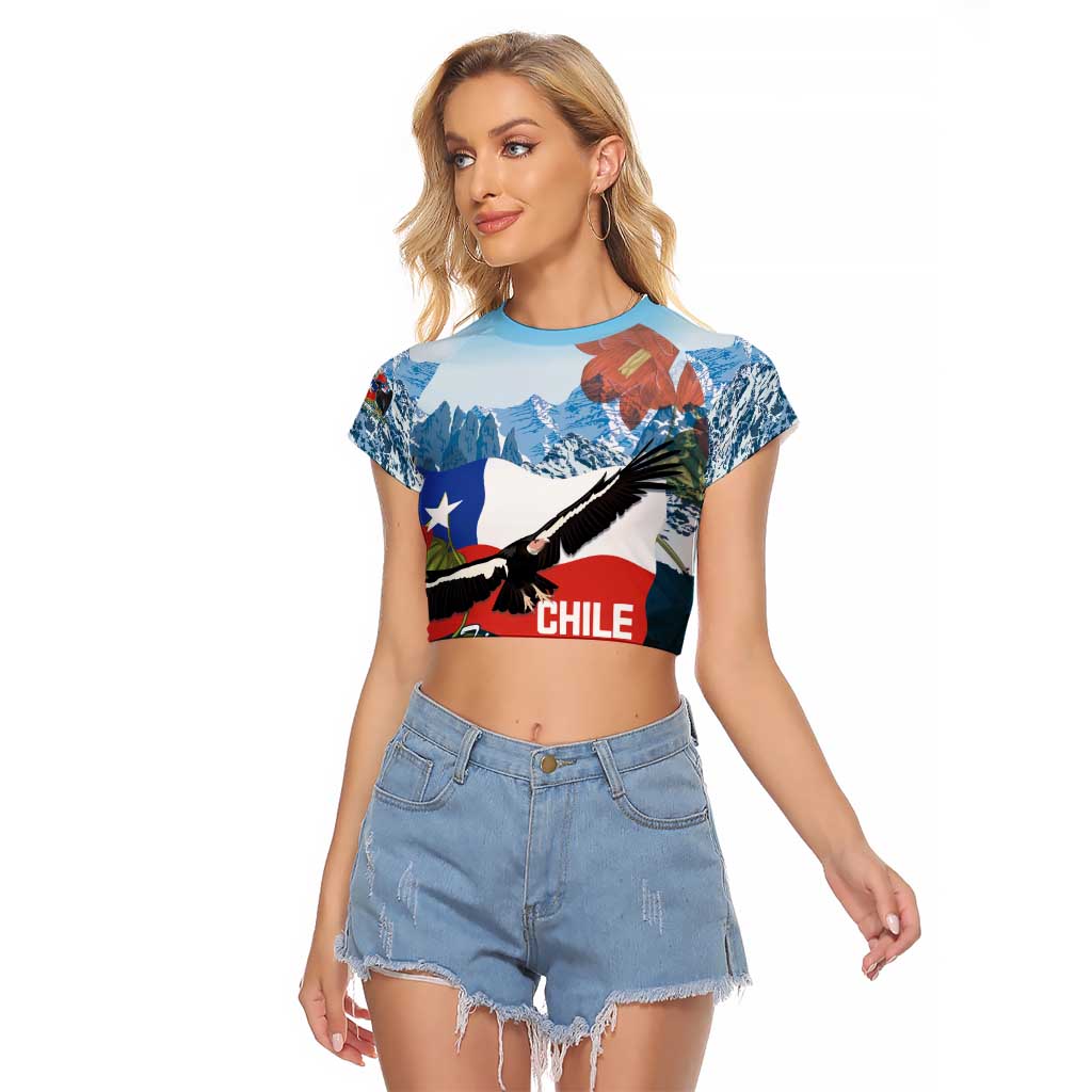 Chile Fiestas Patrias Raglan Cropped T Shirt Andean Condor Andes Mountains - Wonder Print Shop