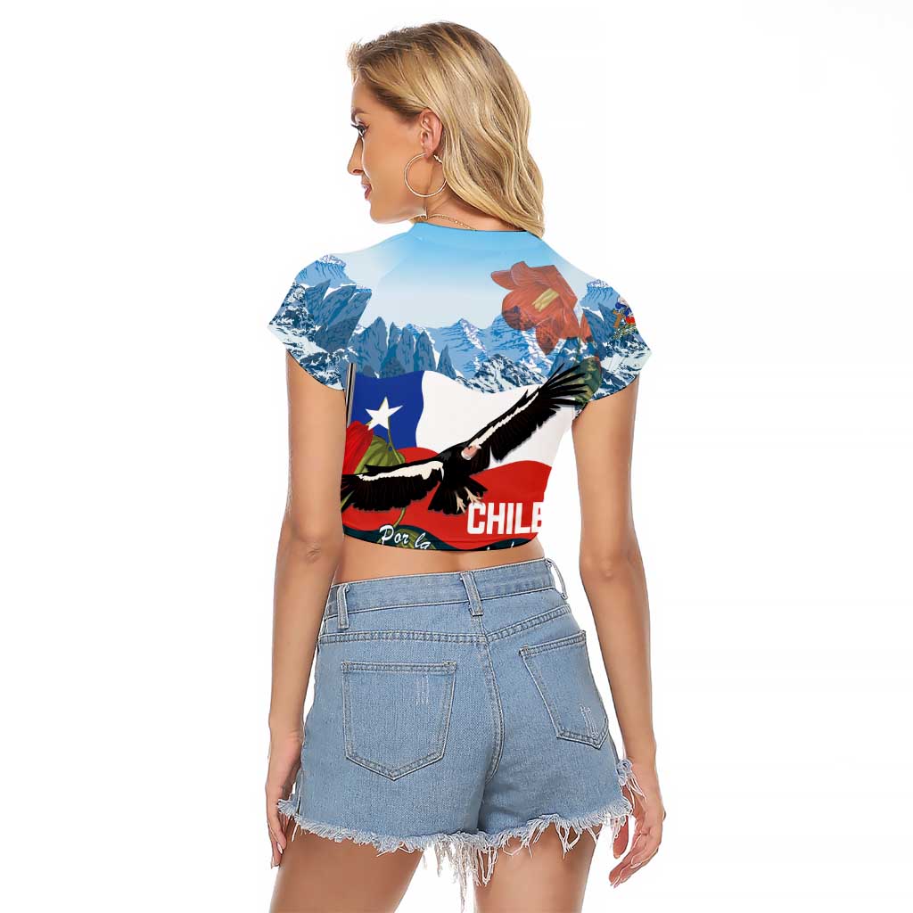 Chile Fiestas Patrias Raglan Cropped T Shirt Andean Condor Andes Mountains - Wonder Print Shop
