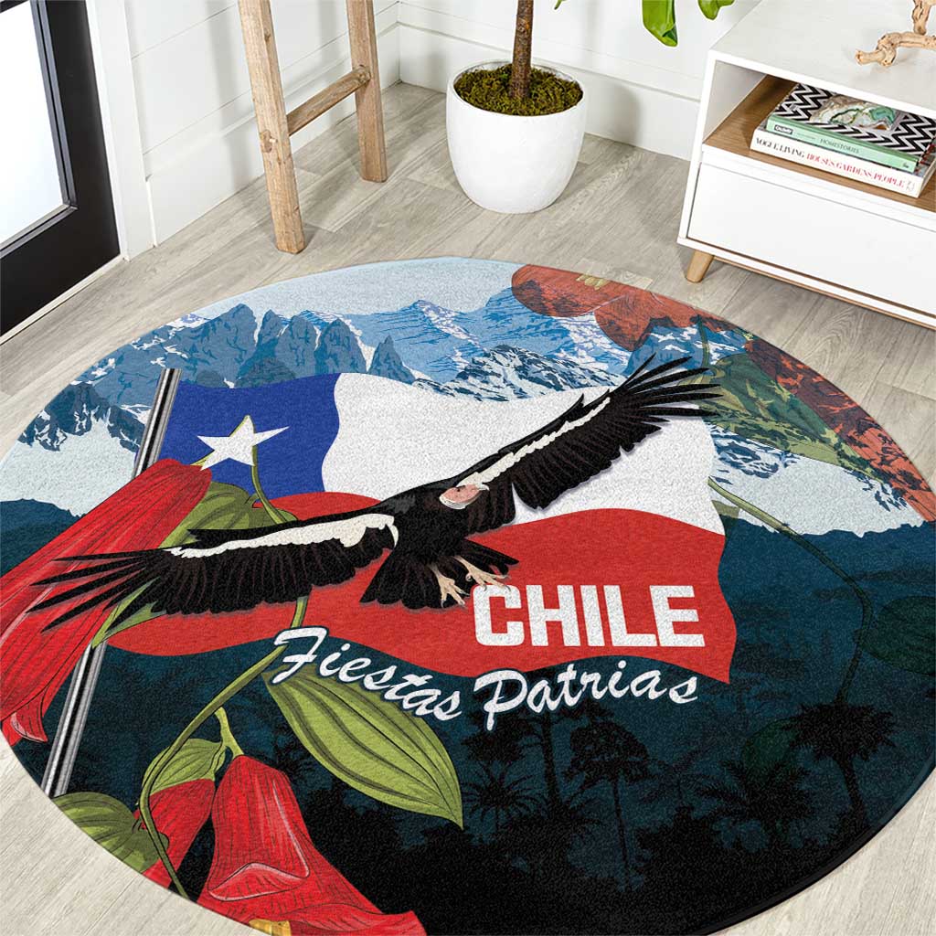 Chile Fiestas Patrias Round Carpet Andean Condor Andes Mountains - Wonder Print Shop