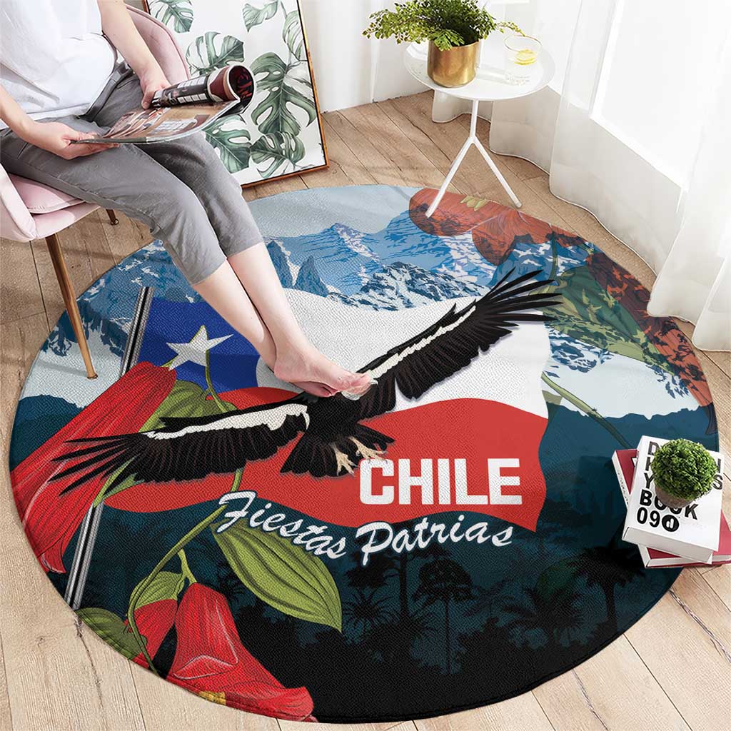 Chile Fiestas Patrias Round Carpet Andean Condor Andes Mountains - Wonder Print Shop
