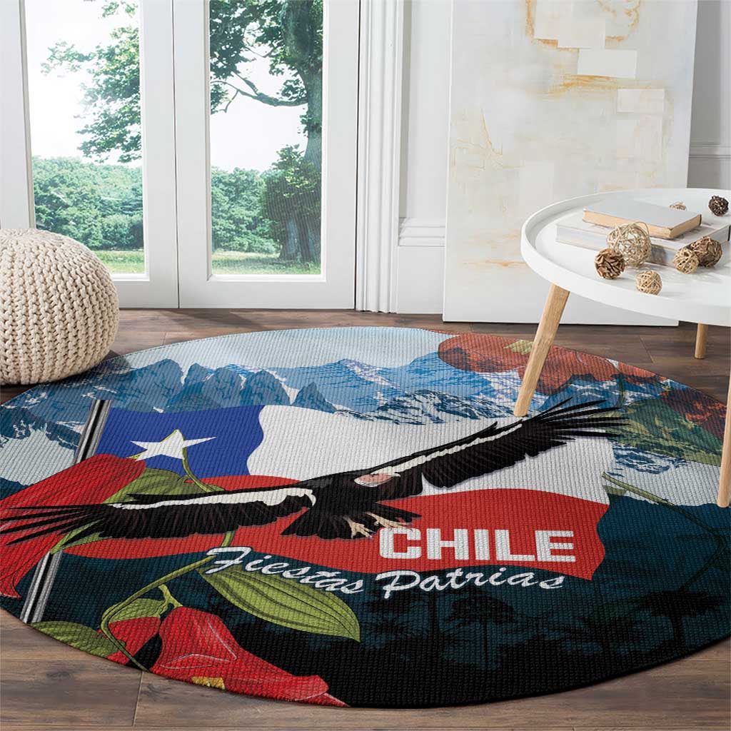 Chile Fiestas Patrias Round Carpet Andean Condor Andes Mountains - Wonder Print Shop