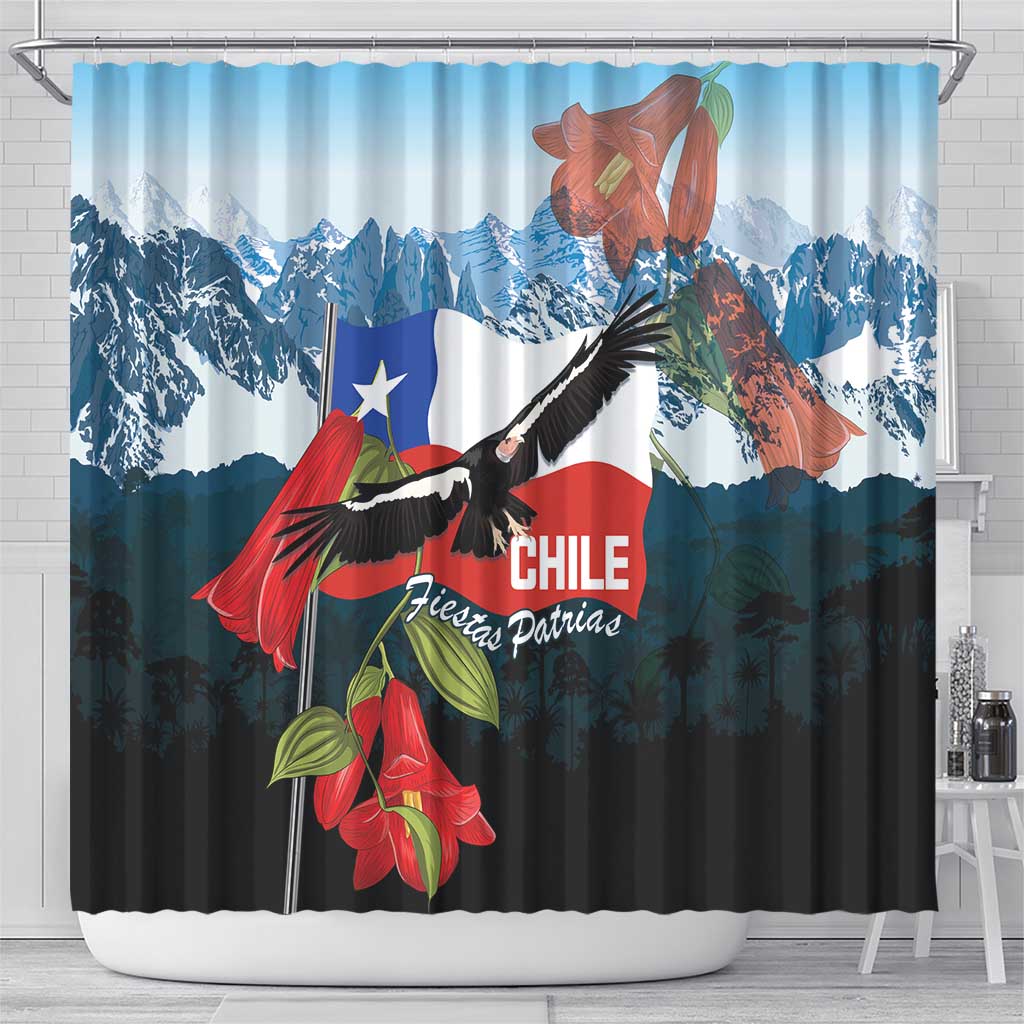 Chile Fiestas Patrias Shower Curtain Andean Condor Andes Mountains - Wonder Print Shop