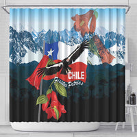 Chile Fiestas Patrias Shower Curtain Andean Condor Andes Mountains - Wonder Print Shop
