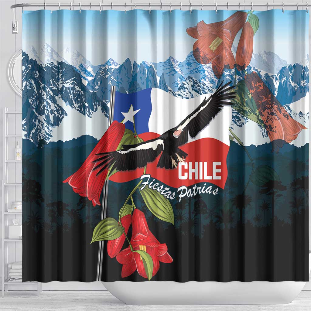 Chile Fiestas Patrias Shower Curtain Andean Condor Andes Mountains - Wonder Print Shop