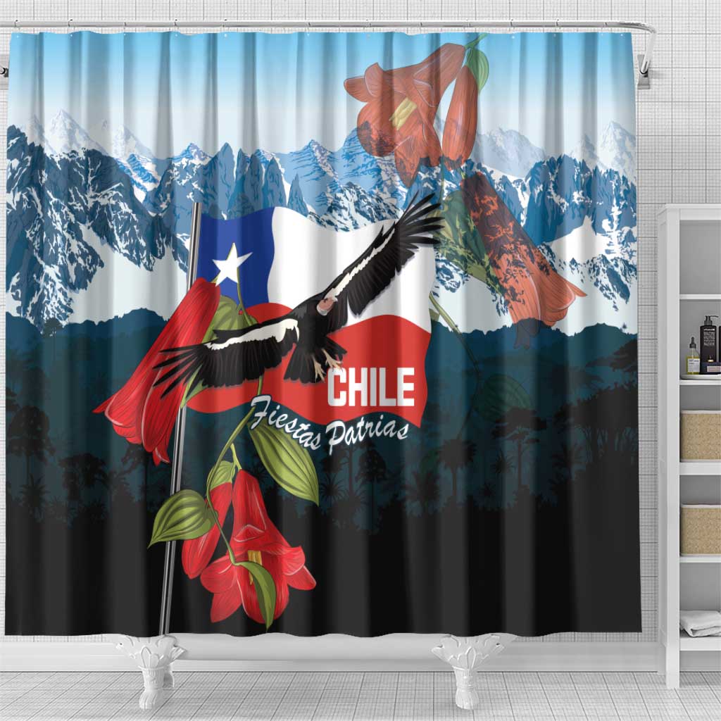 Chile Fiestas Patrias Shower Curtain Andean Condor Andes Mountains - Wonder Print Shop