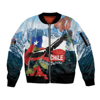 Chile Fiestas Patrias Sleeve Zip Bomber Jacket Andean Condor Andes Mountains - Wonder Print Shop