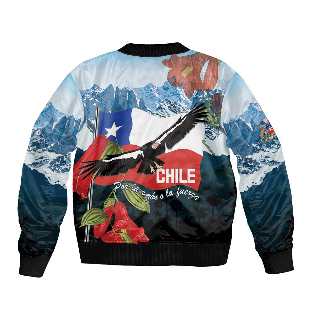 Chile Fiestas Patrias Sleeve Zip Bomber Jacket Andean Condor Andes Mountains - Wonder Print Shop