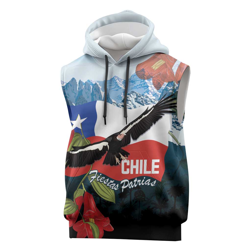 Chile Fiestas Patrias Sleeveless Hoodie Andean Condor Andes Mountains - Wonder Print Shop