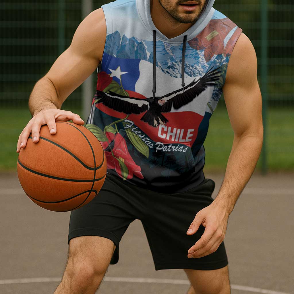 Chile Fiestas Patrias Sleeveless Hoodie Andean Condor Andes Mountains - Wonder Print Shop