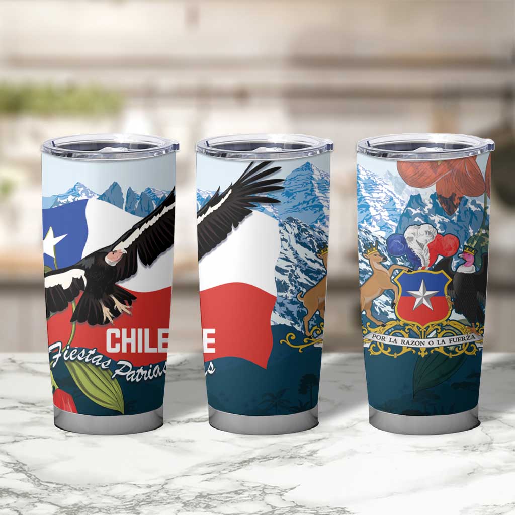 Chile Fiestas Patrias Tumbler Cup Andean Condor Andes Mountains - Wonder Print Shop