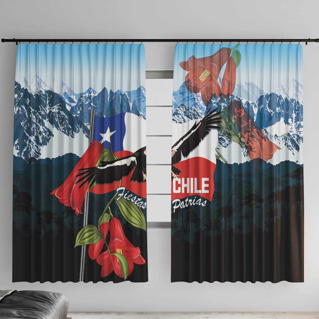 Chile Fiestas Patrias Window Curtain Andean Condor Andes Mountains - Wonder Print Shop