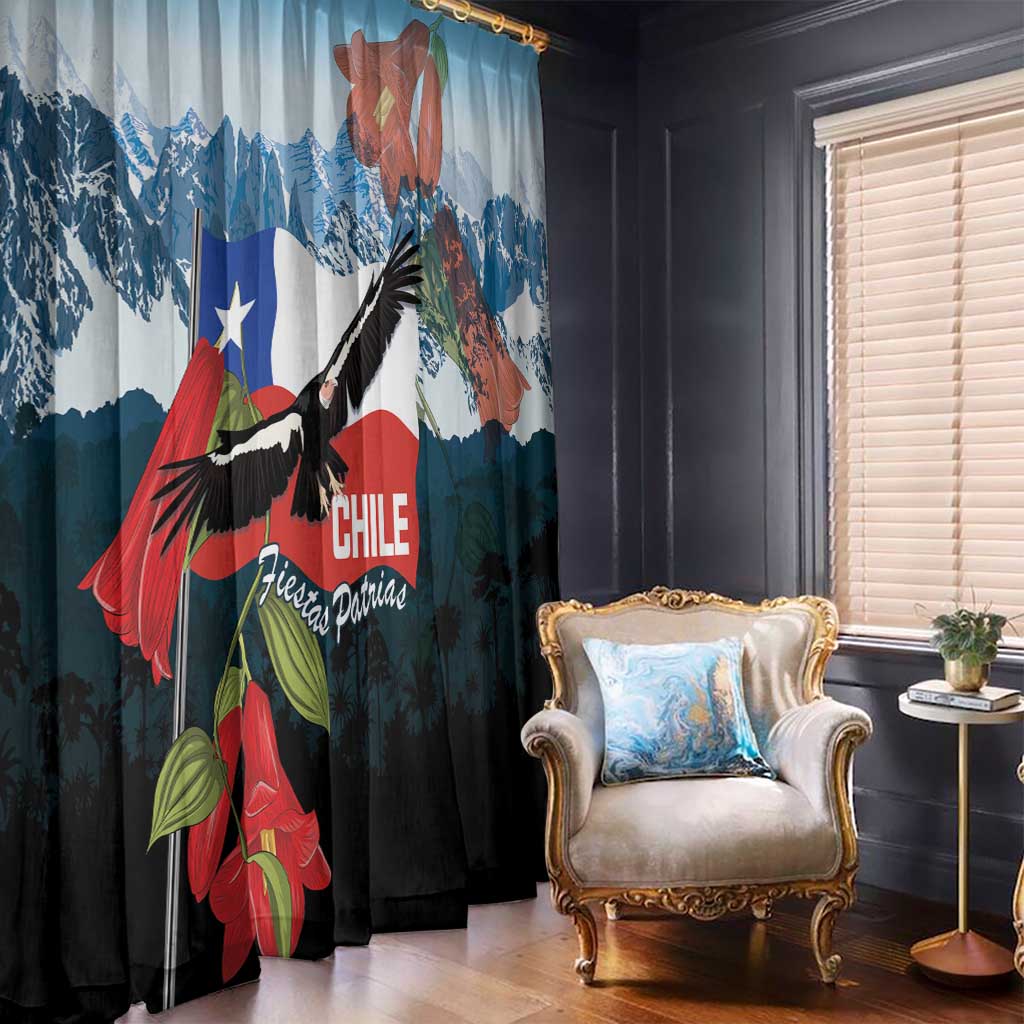 Chile Fiestas Patrias Window Curtain Andean Condor Andes Mountains - Wonder Print Shop