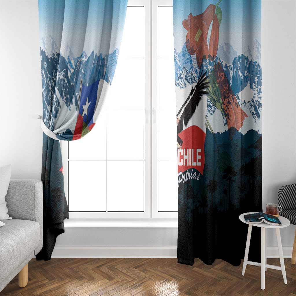 Chile Fiestas Patrias Window Curtain Andean Condor Andes Mountains - Wonder Print Shop