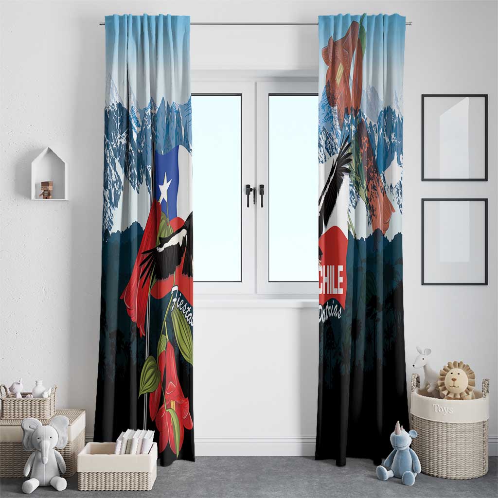 Chile Fiestas Patrias Window Curtain Andean Condor Andes Mountains - Wonder Print Shop