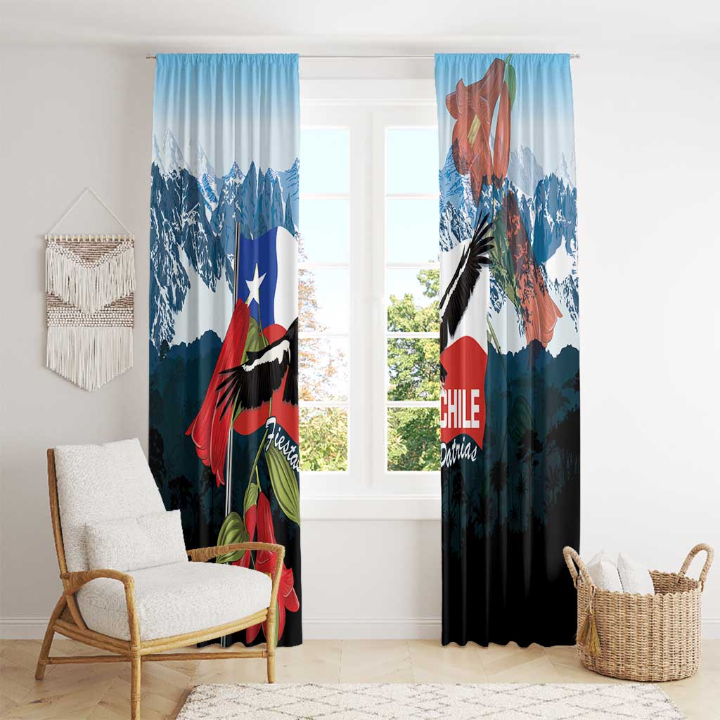 Chile Fiestas Patrias Window Curtain Andean Condor Andes Mountains - Wonder Print Shop