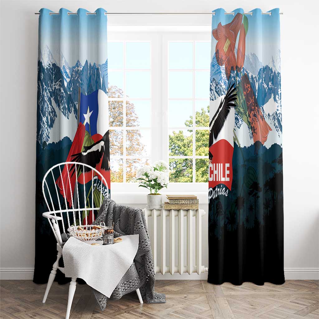 Chile Fiestas Patrias Window Curtain Andean Condor Andes Mountains - Wonder Print Shop