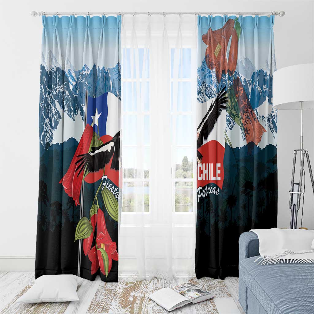 Chile Fiestas Patrias Window Curtain Andean Condor Andes Mountains - Wonder Print Shop