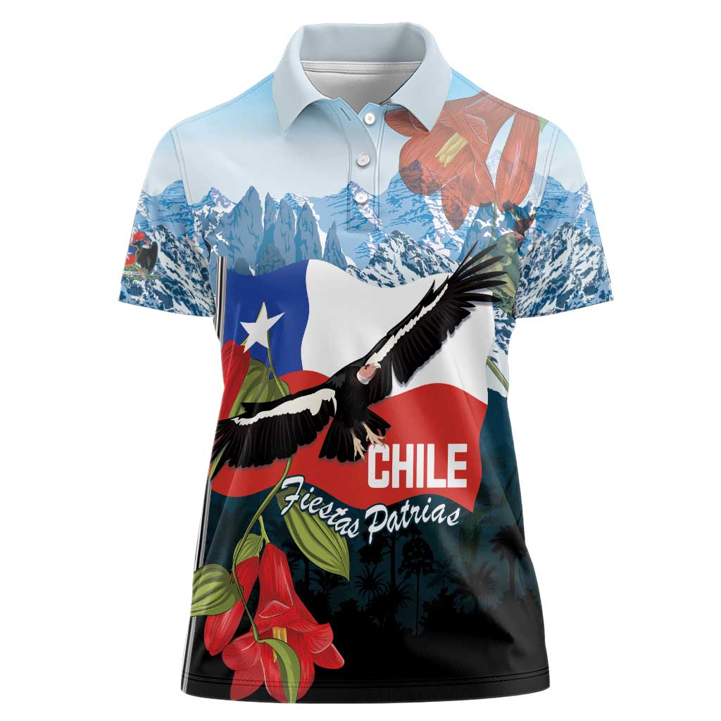Chile Fiestas Patrias Women Polo Shirt Andean Condor Andes Mountains - Wonder Print Shop