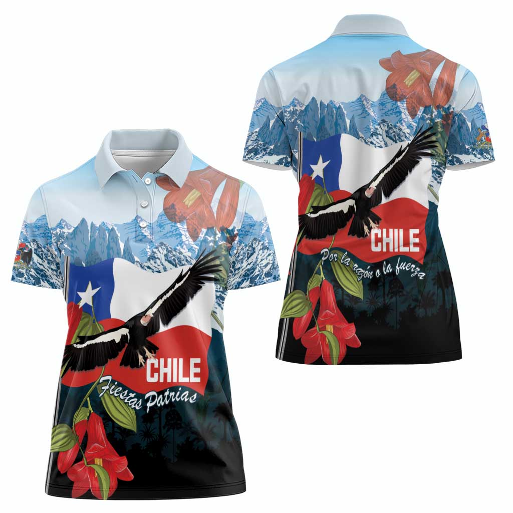 Chile Fiestas Patrias Women Polo Shirt Andean Condor Andes Mountains - Wonder Print Shop