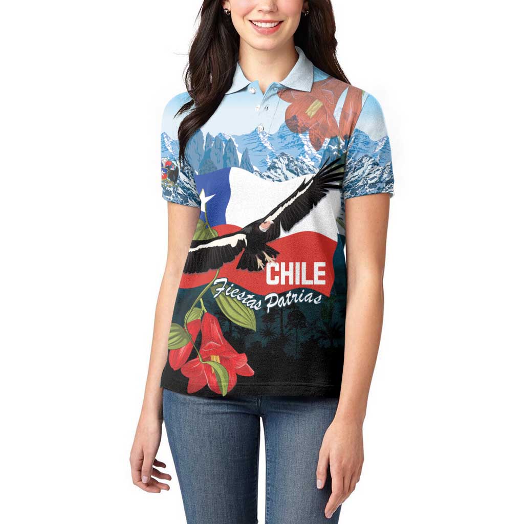 Chile Fiestas Patrias Women Polo Shirt Andean Condor Andes Mountains - Wonder Print Shop