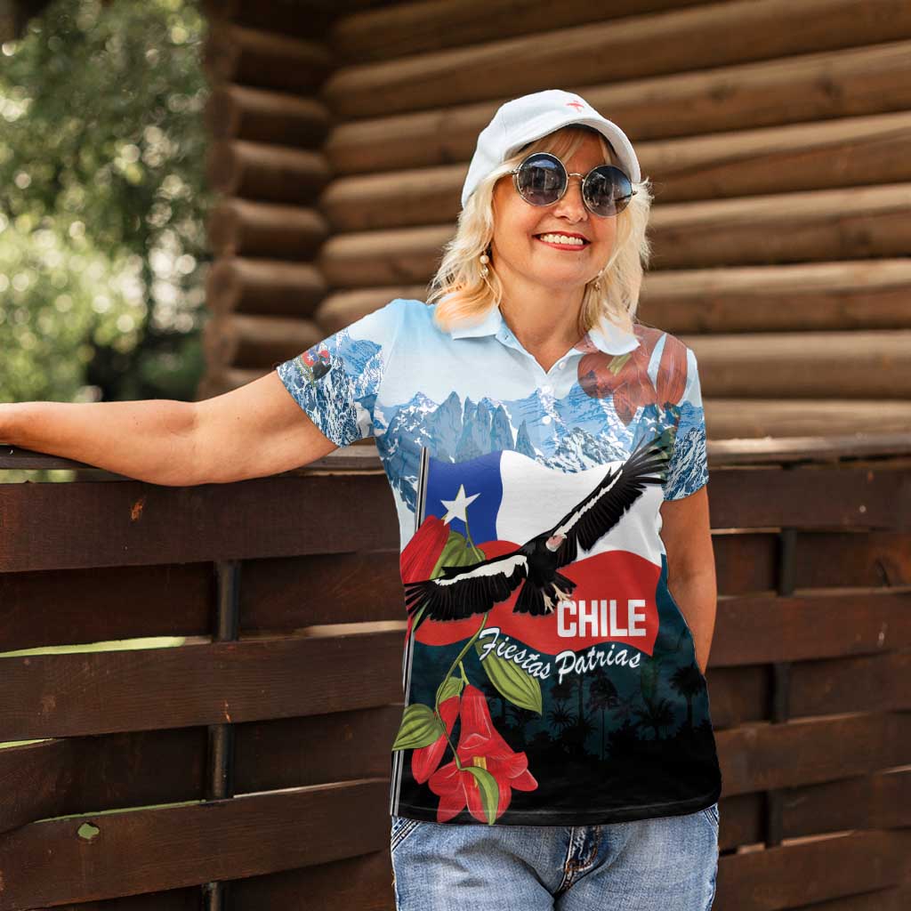 Chile Fiestas Patrias Women Polo Shirt Andean Condor Andes Mountains - Wonder Print Shop