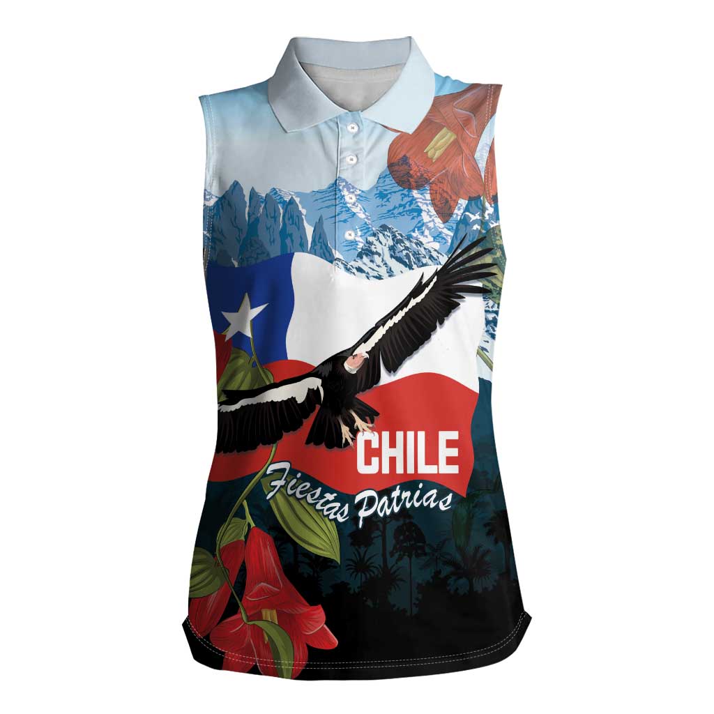 Chile Fiestas Patrias Women Sleeveless Polo Shirt Andean Condor Andes Mountains - Wonder Print Shop