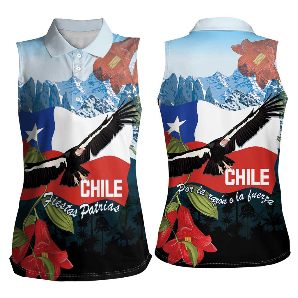 Chile Fiestas Patrias Women Sleeveless Polo Shirt Andean Condor Andes Mountains - Wonder Print Shop
