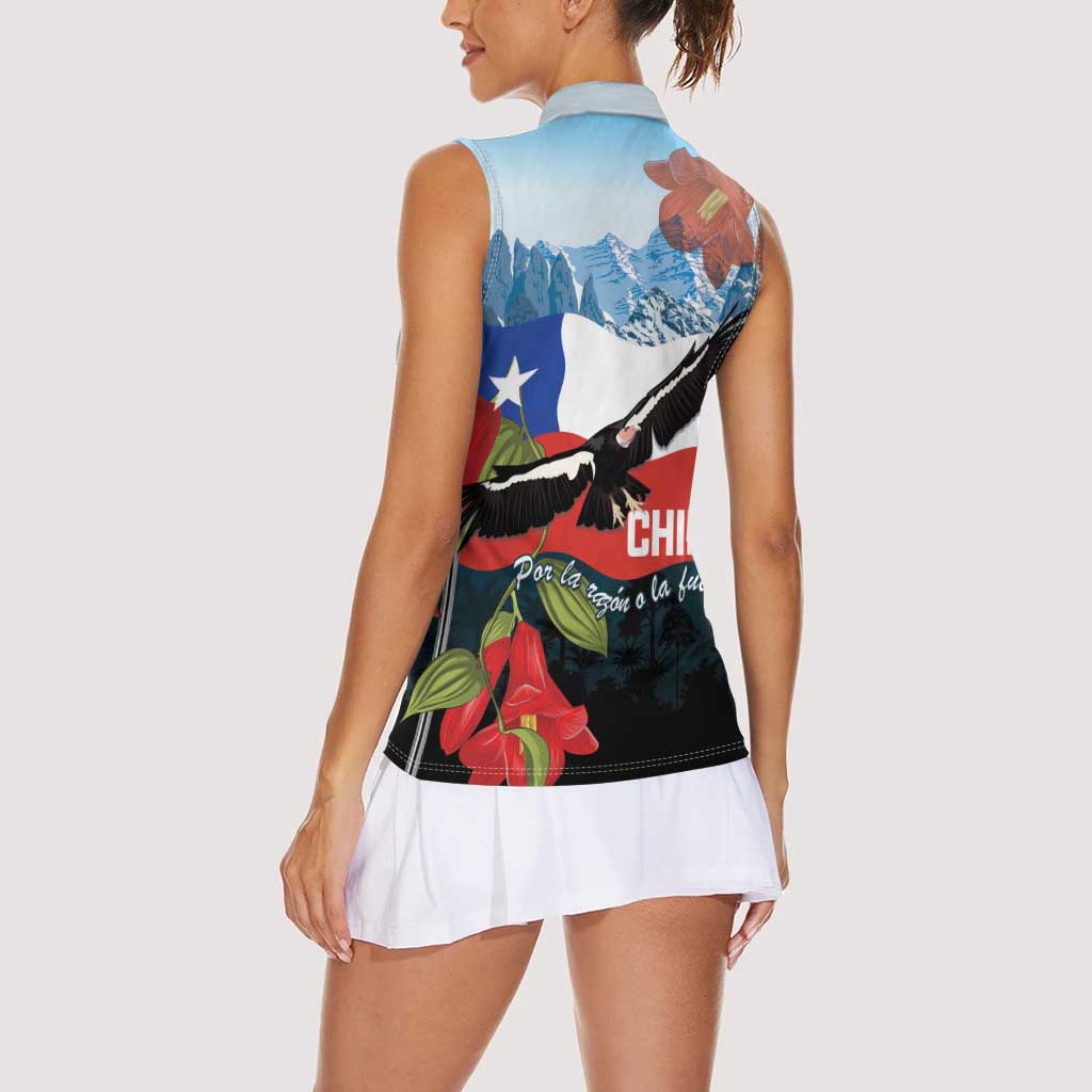 Chile Fiestas Patrias Women Sleeveless Polo Shirt Andean Condor Andes Mountains - Wonder Print Shop