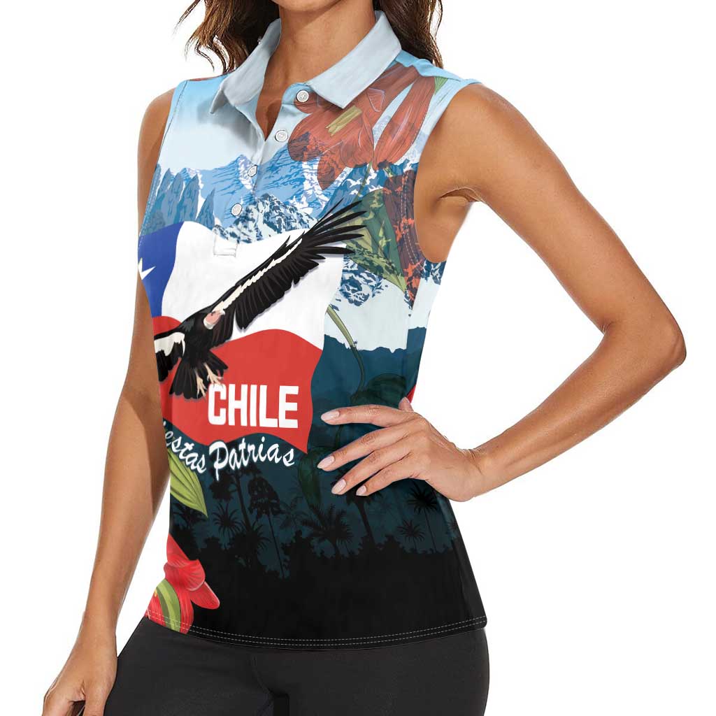Chile Fiestas Patrias Women Sleeveless Polo Shirt Andean Condor Andes Mountains - Wonder Print Shop