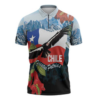 Chile Fiestas Patrias Zipper Polo Shirt Andean Condor Andes Mountains - Wonder Print Shop